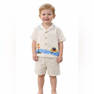 BEARPAW Toddler 2Pc Camp Lakeside Button Down Shirt & Shorts Set NWT